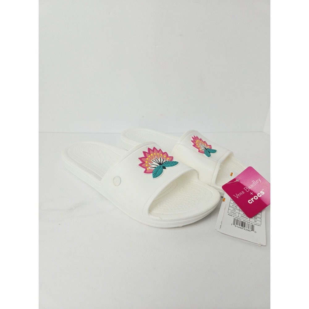 Crocs Sandals slides‎ white Vera Bradley Sloane NWT sz 10 womens